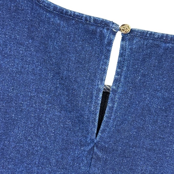 DRAPER JAMES SHORT SLEEVE DARK WASH COTTON DENIM SHIFT DRESS - Picture 11 of 14